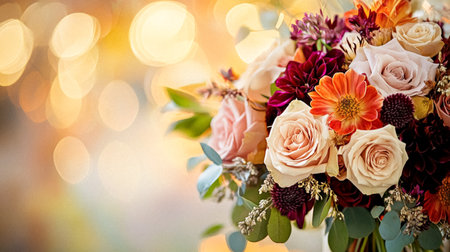 Beautiful autumn flowers bouquet, autumnal botanical home decor and floral arrangement, English countryside style and florist design for floral shop, flower arranging workshop or classes ideaの素材