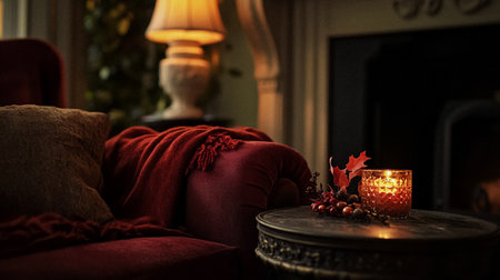 Autumn cottage, country house interior design and home decor, decoration accessories and furniture, English countryside style ideaの素材