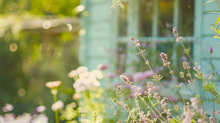 Cottage garden decor and landscape design, outdoor furniture and countryside house patio terrace, country cottage style ideaの素材