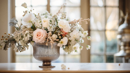 Beautiful flowers bouquet, botanical home decor and floral arrangement, English countryside style and florist design for floral shop, flower arranging workshop or class ideaの素材