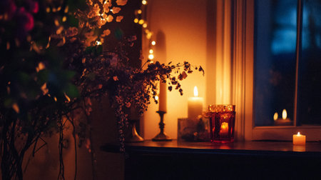 Autumn cottage, country house interior design and home decor, decoration accessories and furniture, English countryside style ideaの素材