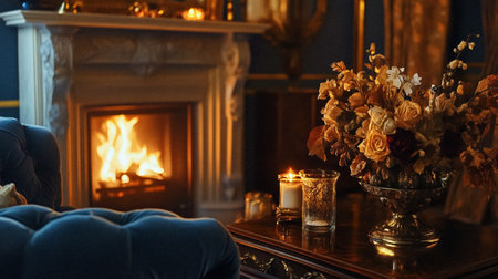 Autumn cottage, country house interior design and home decor, decoration accessories and furniture, English countryside style ideaの素材