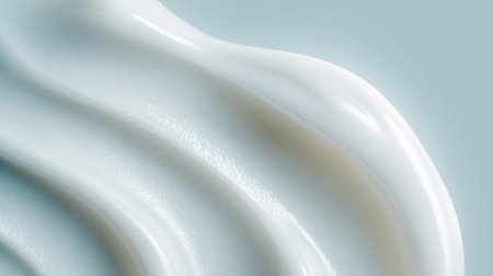 White cosmetic cream or lotion smear with smooth abstract waves and a delicate, creamy texture, ideal for beauty and skincare conceptsの写真素材
