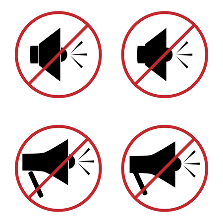 Set strikeout dumb shout. Mouthpiece, horn, speaker, mouth, bullhorn, loud-hailer, speaking, trumpet, loudspeaker, megaphone, blower, reproducer. The Four Elements.のイラスト素材
