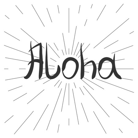 The handwritten word Aloha on the background of dotted lines. Sketch.のイラスト素材