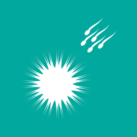 Abstract silhouette of the egg and sperm. Simple vector template.のイラスト素材