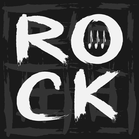 Handwriting Rock. Note icon. Dark background grille. Grunge.のイラスト素材