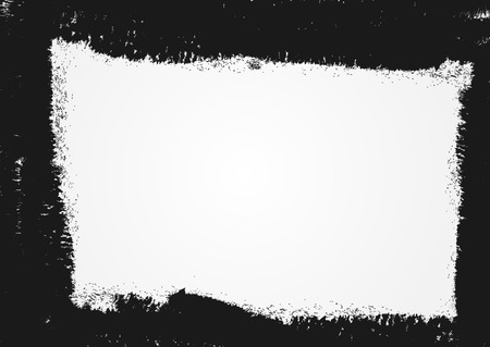Grunge background with a damaged frame. Drawn rough brush. Vector illustration. Black, gray, white.のイラスト素材