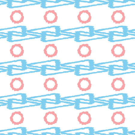 Abstract ornament. Drawn rough brush. Seamless pattern. Rounded elements and stretched triangles.のイラスト素材