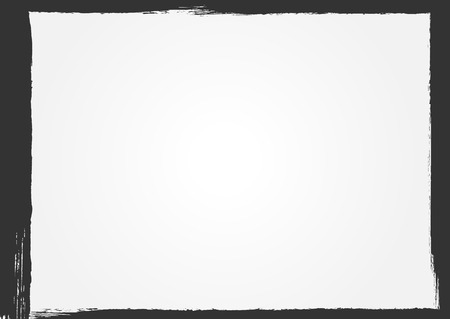 Rectangular grunge banner. Horizontal background with a frame painted by a brush. Vector illustration. Black, gray, white.のイラスト素材