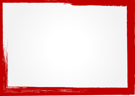 Rectangular background with a frame painted with a rough brush. White, gray, red. Vector illustration.のイラスト素材