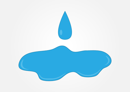 Blue water puddle with falling drop. Isolated logo. Vector illustration.のイラスト素材