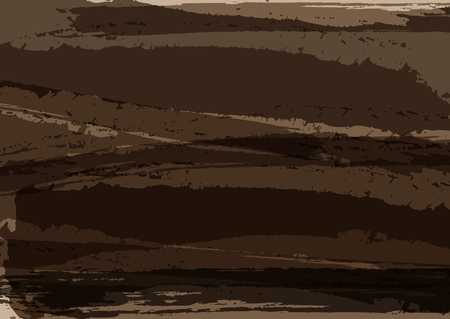 Horizontal brown background with dirty brush strokes. Grunge, sketch, ink, paint, graffiti. Vector illustration.のイラスト素材