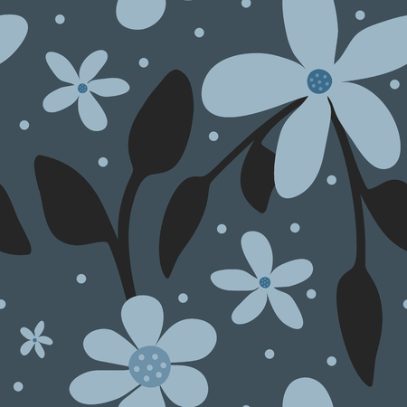 Trendy floral seamless pattern. Flowers drawn by hand. Endless vector illustration.のイラスト素材