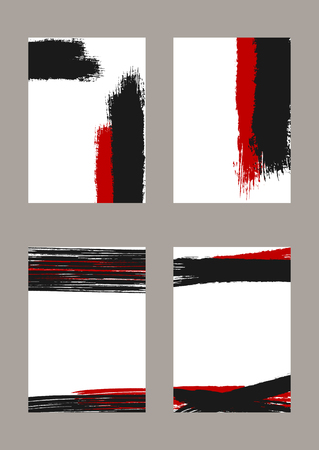 Set of vertical grunge backgrounds. Templates fordesign of banners, covers, invitations. Sketch, watercolor, paint. Vector illustration.のイラスト素材