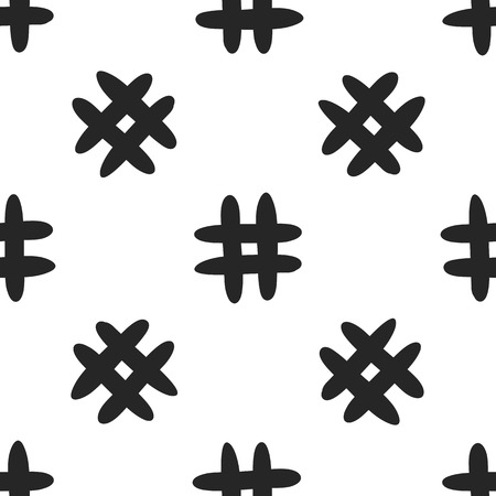 Seamless pattern with hashtag symbol. Drawn by hand. Modern vector illustration.