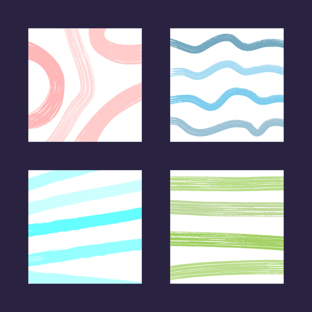 Set of modern watercolour backgrounds. Collection of square templates. Drawn by hand. Sketch, grunge, watercolor, paint. Vector illustration.のイラスト素材