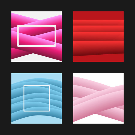 Set of modern templates for design of square backgrounds, banners, cards, covers, stickers, headers. Color mesh. Trendy vector illustration.のイラスト素材
