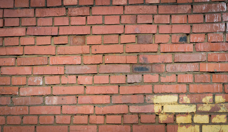 Texture of old red brick wall. Horizontal rectangular background.
