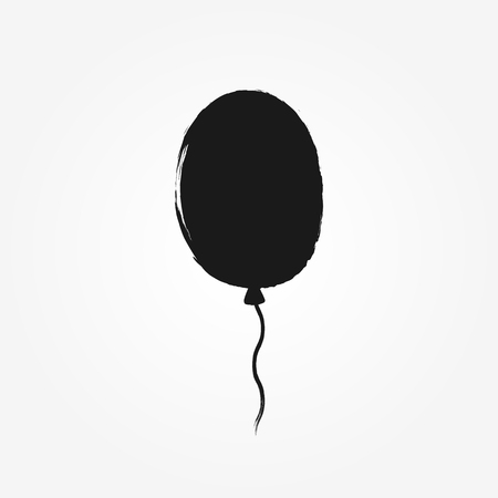 Silhouette of balloon drawn by hand with rough brush. Grunge, watercolor, sketch, graffiti. Isolated vector illustration.のイラスト素材