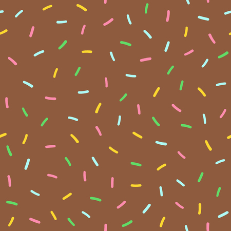 Texture of chocolate icing donut. Sweet seamless pattern. Endless print for kids. Cartoon vector illustration.のイラスト素材