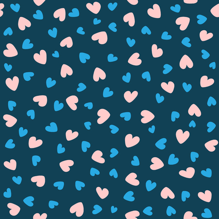 Cute seamless pattern with scattered hearts. Endless romantic print. Vector illustration.のイラスト素材