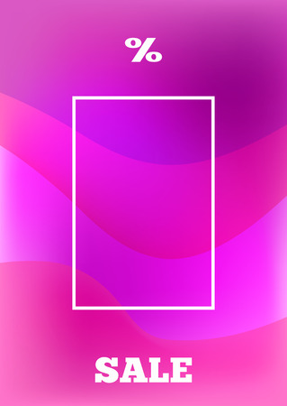 Background with frame, text Sale and percent sign. Purple template for design. Vector illustration.のイラスト素材