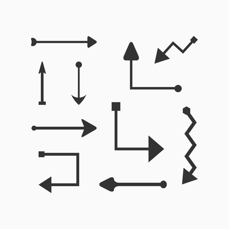 Collection of different arrows. Set of pointers. Isolated vector illustration.のイラスト素材