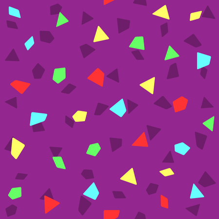 Seamless pattern with bright confetti. Festive print. Purple, blue, red, green, yellow. Simple vector illustration.のイラスト素材