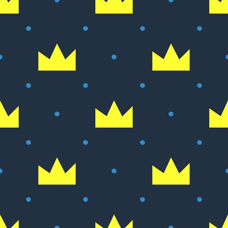 Seamless pattern for kids. Repeated print with crowns and polka dots.のイラスト素材