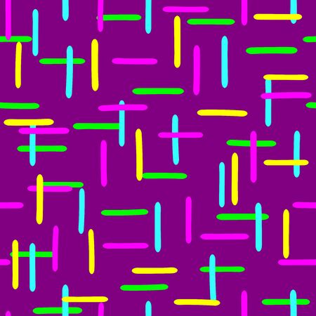 Colorful seamless pattern with randomly scattered short lines drawn by hand. Simple vector illustration.のイラスト素材