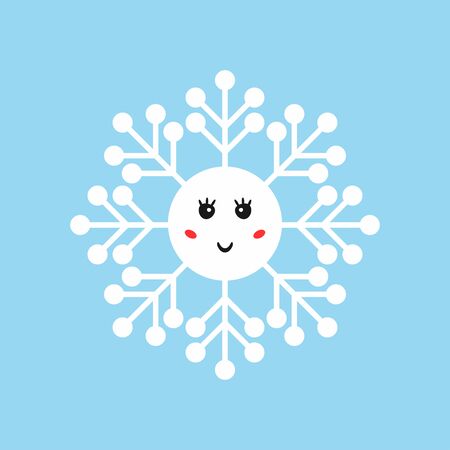 Isolated funny snowflake with smiling face. Cute vector illustration.のイラスト素材