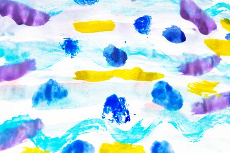 Abstract watercolor sketch. Colorful template drawn by hand with colored paint.の写真素材