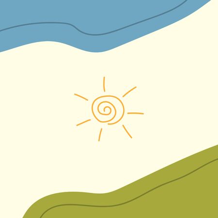 Minimalistic summer poster, print, card drawn by hand. Abstract sketch. Vector illustration.のイラスト素材