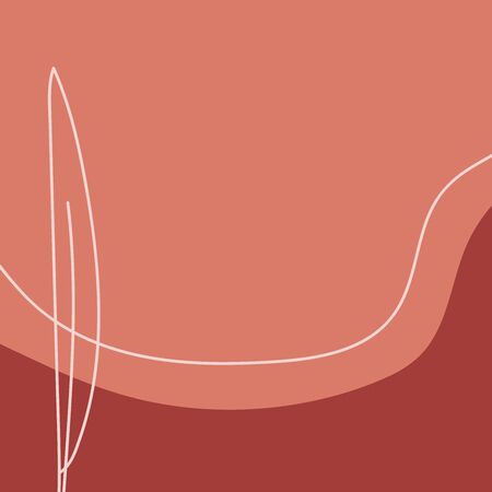 Square minimalistic background with a leaf drawn by hand. Modern vector illustration.のイラスト素材