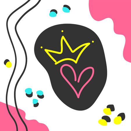 Cute girly print drawn by hand. Doodle, sketch. Abstract romantic vector illustration.のイラスト素材