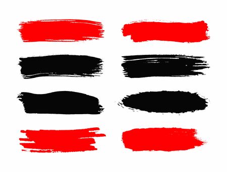 Set of horizontal grunge smears. Collection of brush strokes. Sketch, paint, watercolor. Vector illustration.のイラスト素材