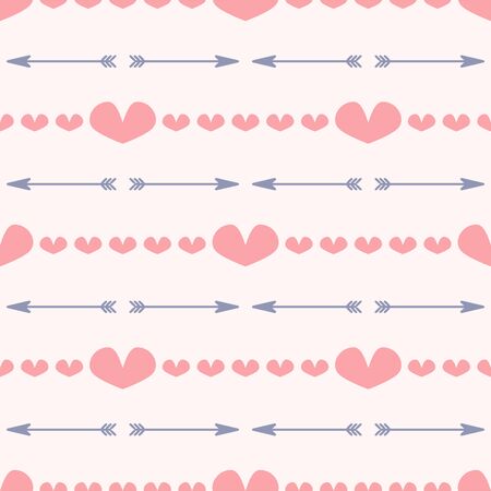 Seamless pattern with hearts and arrows. Cute romantic print. Simple vector illustration.のイラスト素材