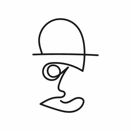 Minimal sketch of a gentleman drawn by a continuous line. Abstract drawing. Modern vector illustration.のイラスト素材
