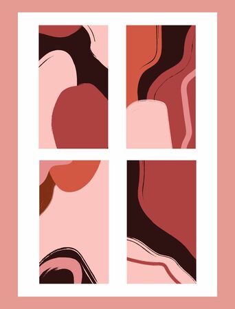 Grunge templates for stories on social networks. Watercolor, paint, brush strokes. Set of vector illustrations.のイラスト素材
