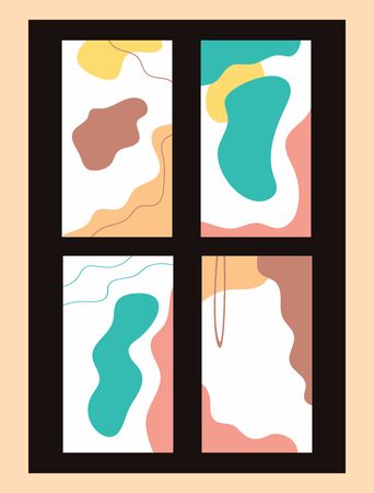 Set of abstract templates for stories in social networks. Flat modern vector illustration.のイラスト素材