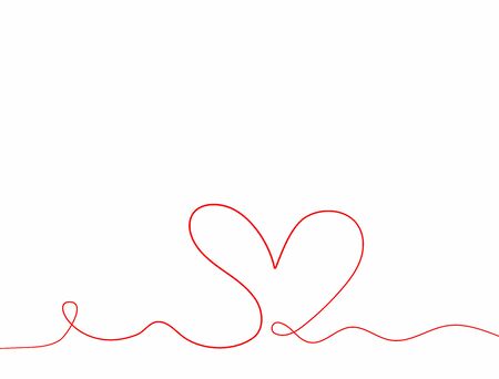 Horizontal background with heart drawn by hand in continuous line. Sketch, doodle. Vector illustration.のイラスト素材