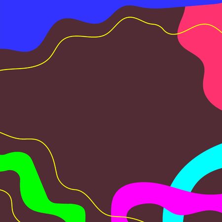 Colorful background with abstract shapes. Modern collage drawn by hand. Neon colors. Square vector illustration.のイラスト素材