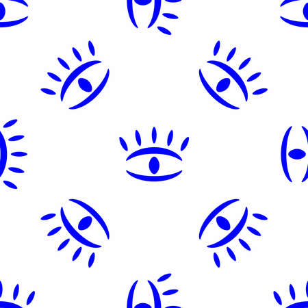 Simple seamless pattern. Print with repeating eye drawn by hand. Vector illustration.のイラスト素材