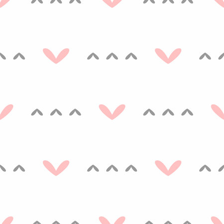 Romantic seamless pattern with repeating hearts. Cute print. Vector illustration.のイラスト素材