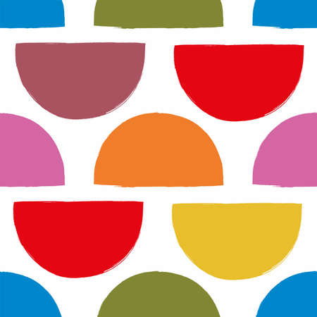 Seamless pattern with colored semicircles. Drawn with paint. Simple vector illustration.のイラスト素材