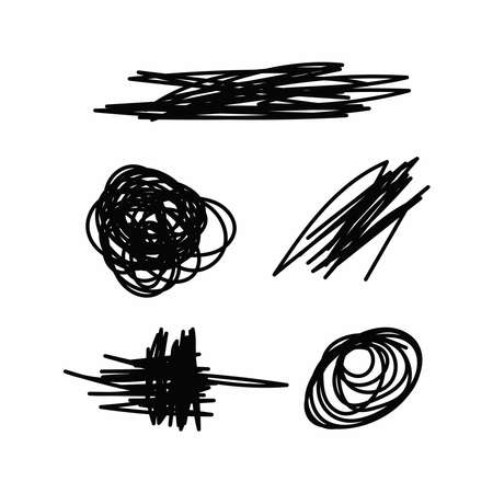 Set of abstract scribble. Doodle. Vector illustration.のイラスト素材