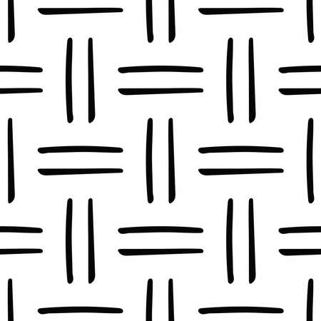 Seamless pattern with repeating double lines drawn by hand. Simple vector illustration.のイラスト素材