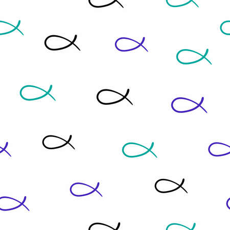 Simple seamless pattern with outlines of fish drawn by hand. Doodle, sketch. Vector illustration.のイラスト素材
