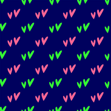Cute seamless pattern with repeating pairs of hearts. Endless girly print. simple vector...